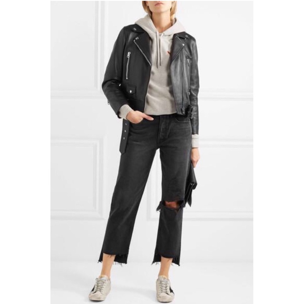 GRLFRND Helena Distressed Straight Cropped Jeans. Size 25